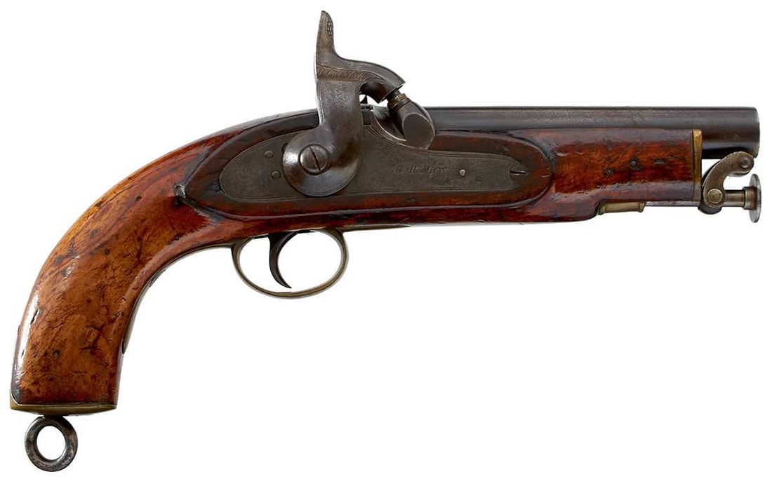 A .577 CALIBRE PRIVATE PURCHASE PERCUSSION SHORT SEA SERVICE OR CUSTOMS PISTOL, (1 of 12)