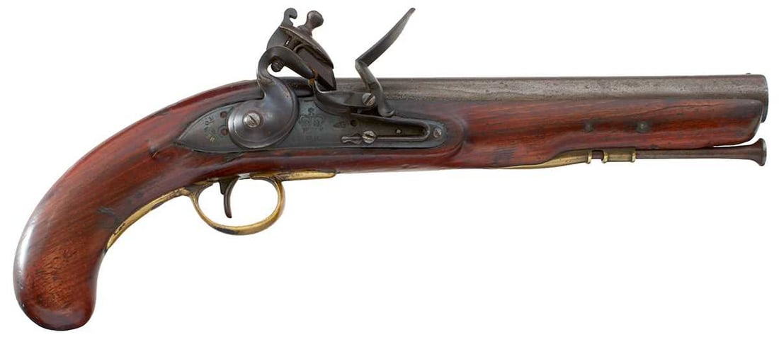 A .750 CALIBRE FLINTLOCK HEAVY DRAGOON PISTOL, (1 of 15)