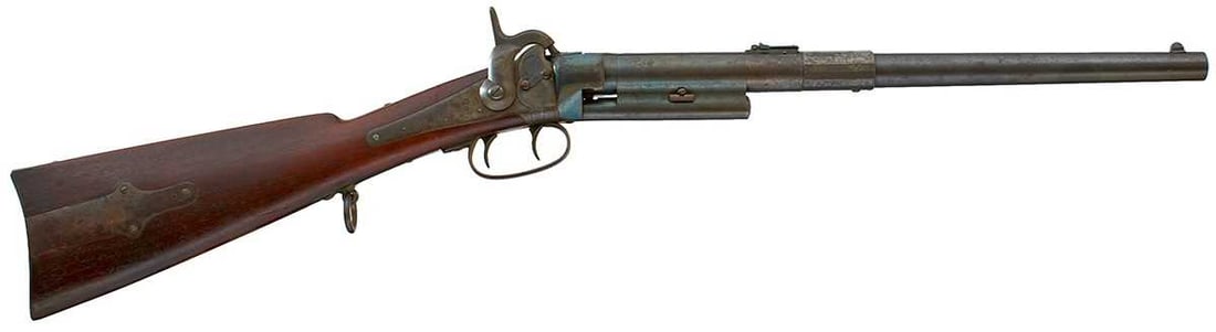 A GOOD .55 CALIBRE GREENE'S PATENT CAPPING BREECH LOADING CARBINE, (1 of 17)