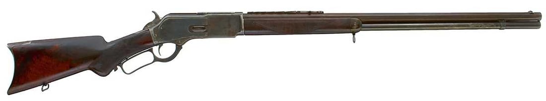 A RARE .45/75 OBSOLETE CALIBRE WINCHESTER SPECIAL ORDER DELUXE MODEL 1876 RIFLE, (1 of 20)