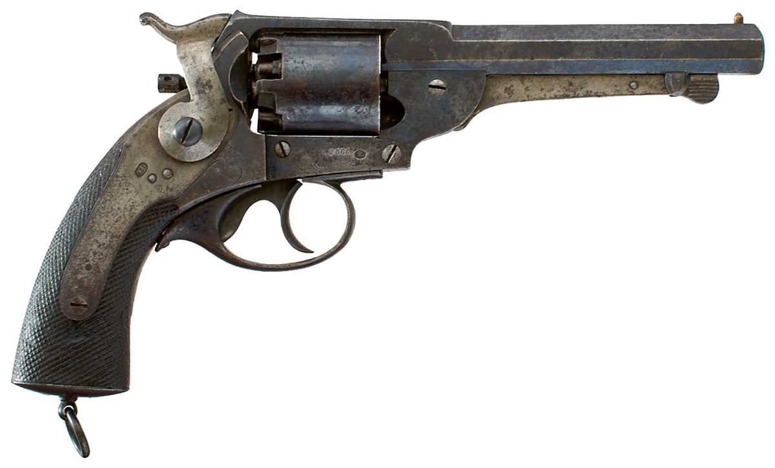 A RARE 54-BORE FIVE-SHOT PERCUSSION SPANISH MODEL 1862 KERR PATENT SINGLE ACTION REVOLVER, (1 of 14)