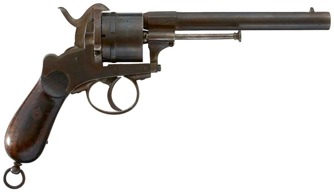 A 12MM SIX-SHOT CONTINENTAL MILITARY PINFIRE REVOLVER, (1 of 13)