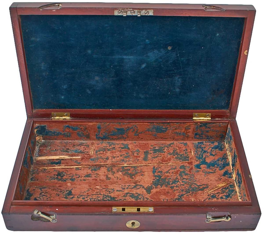 A MAHOGANY REVOLVER CASE, (1 of 9)