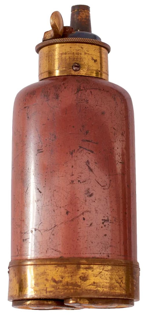 A GOOD THREE-WAY PERCUSSION PISTOL FLASK, (1 of 6)