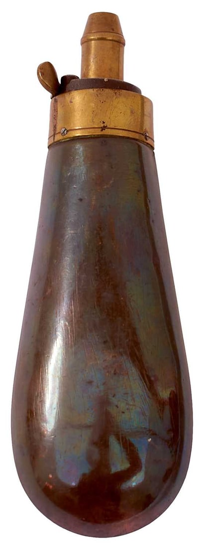A PERCUSSION REVOLVER OR PISTOL FLASK, (1 of 6)