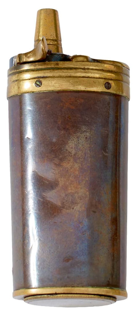 A THREE-WAY POWDER FLASK, (1 of 7)
