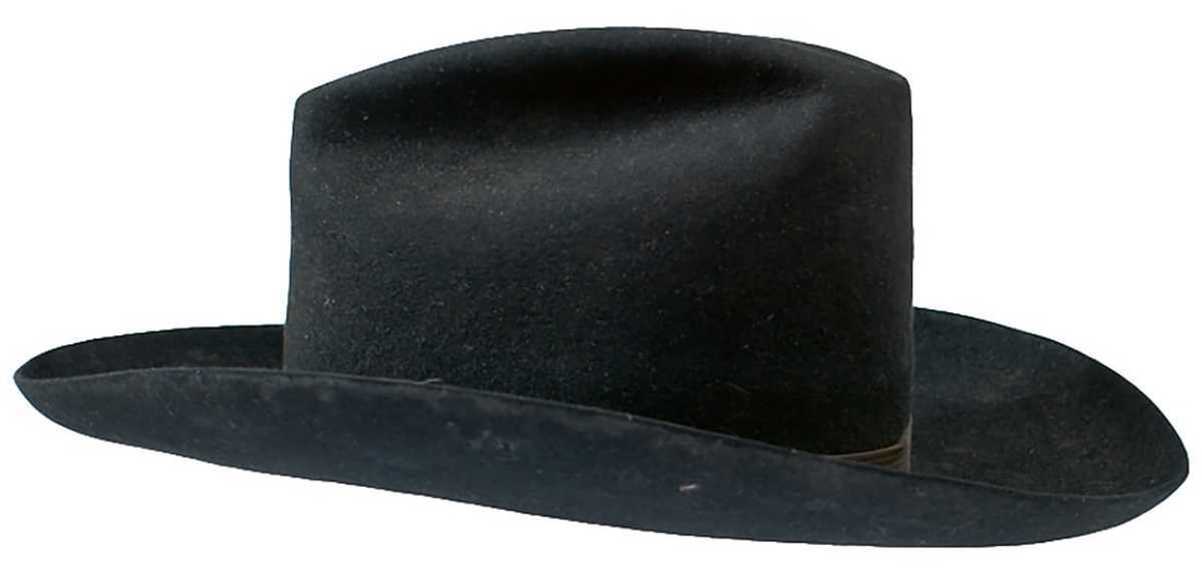 A GENUINE EARLY 20TH CENTURY BLACK BEAVER FELT COWBOY STETSON OR HAT, (1 of 8)