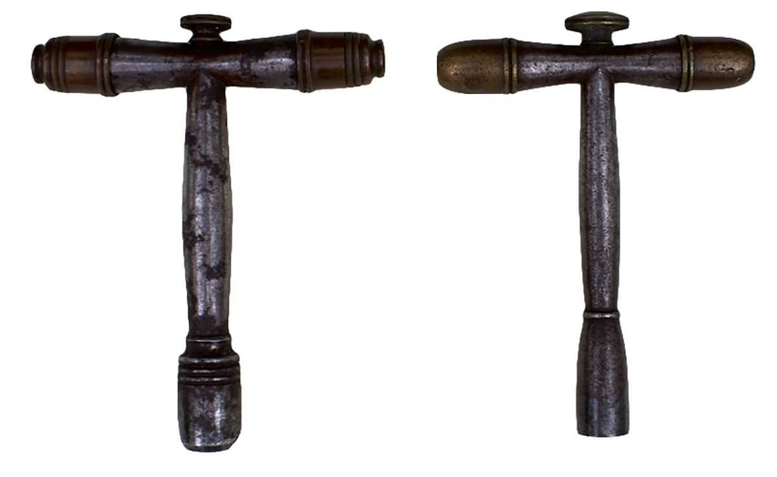TWO PERCUSSION NIPPLE KEY TOOLS, (1 of 6)