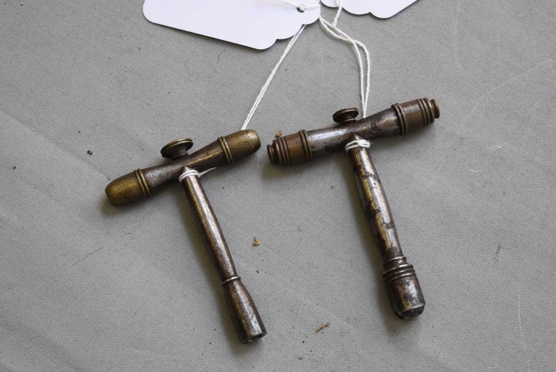 TWO PERCUSSION NIPPLE KEY TOOLS, - 6