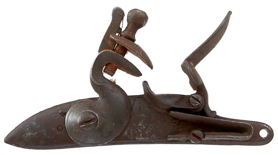 AN EAST INDIA COMPANY FLINTLOCK PLATE, (1 of 5)