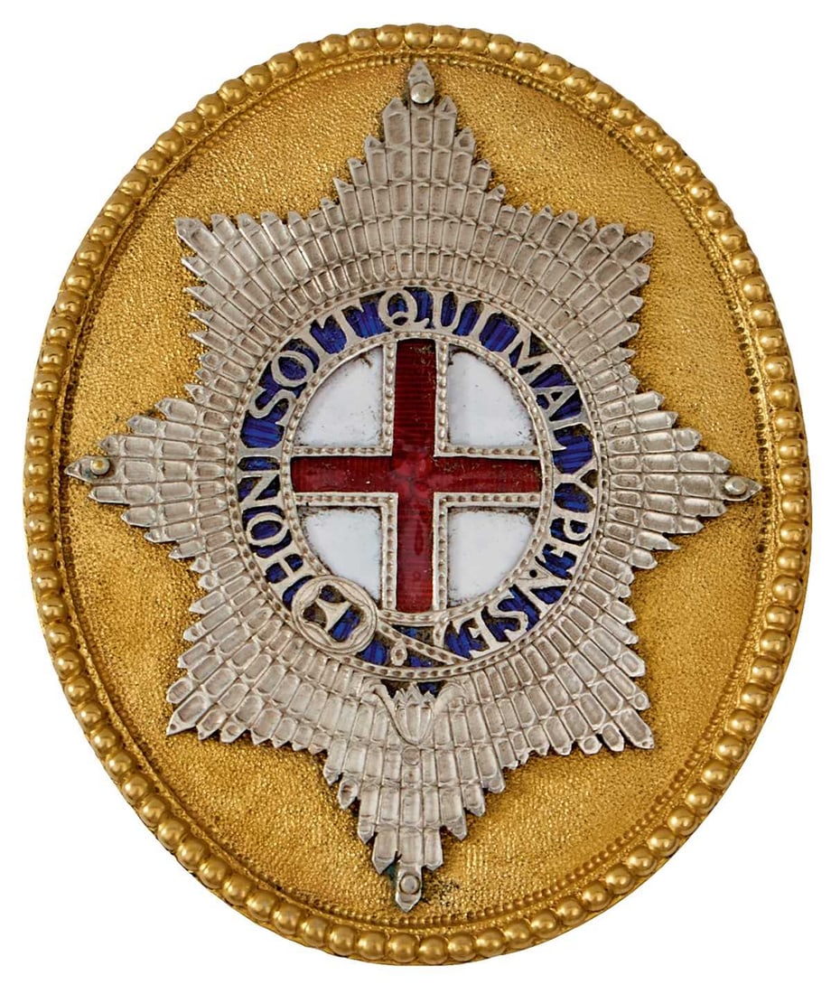 OF WATERLOO INTEREST: AN 1800-1810 COLDSTREAM GUARDS OFFICER'S SHOULDER BELT PLATE, (1 of 7)