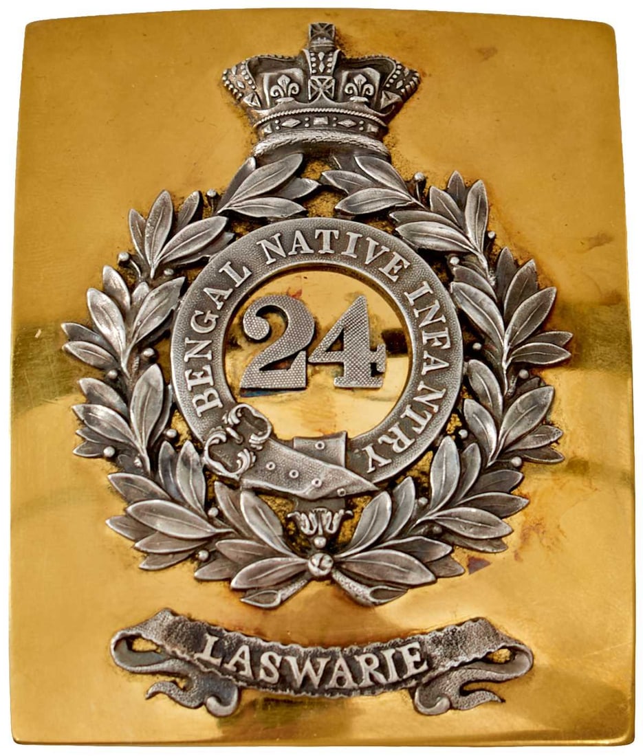 OF INDIAN ARMY INTEREST: A 24TH (BENGAL NATIVE INFANTRY) REGIMENT OFFICER'S SHOULDER BELT PLATE, (1 of 6)