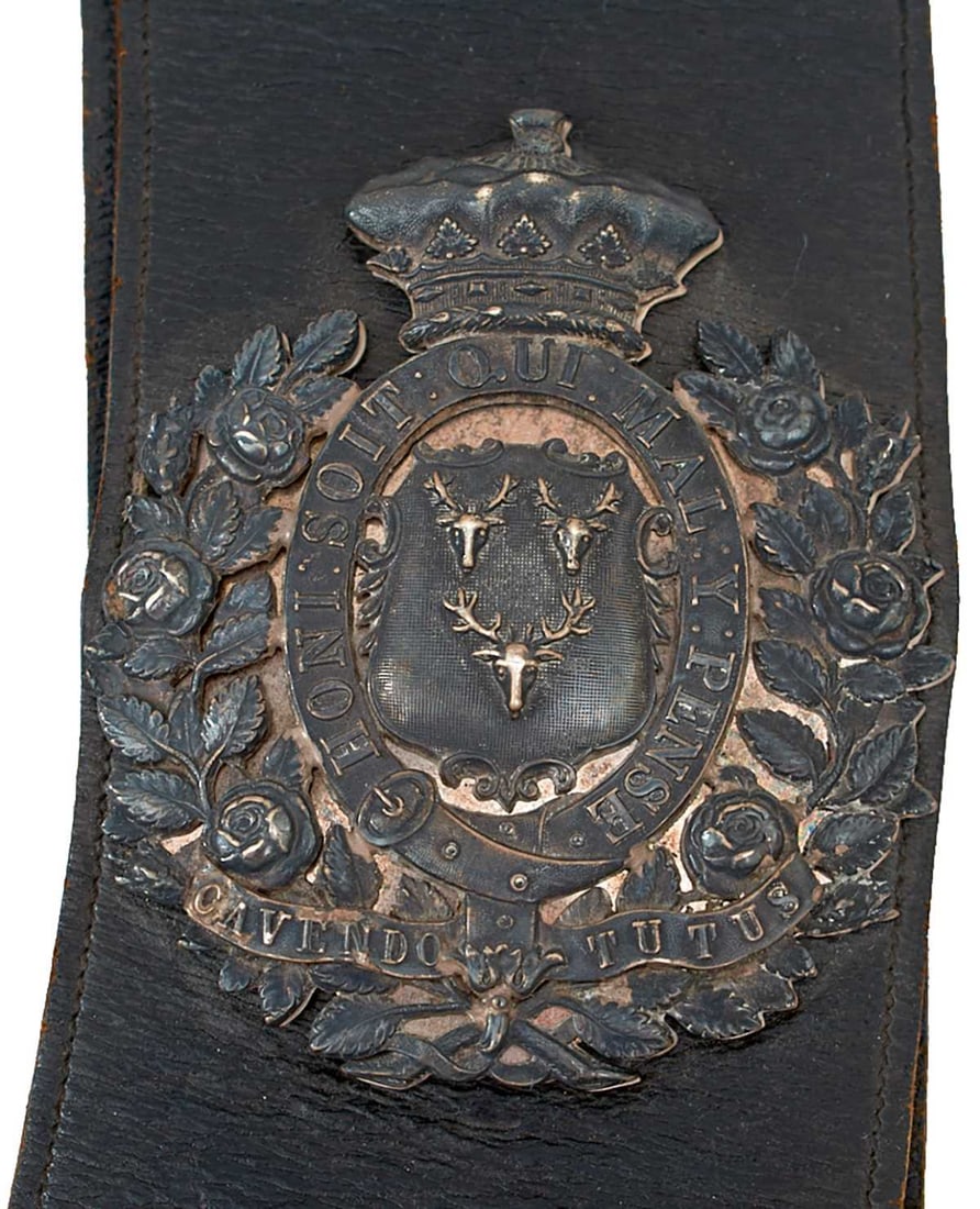 A RARE CHATSWORTH RIFLES OFFICER'S CROSS BELT AND POUCH, (1 of 13)