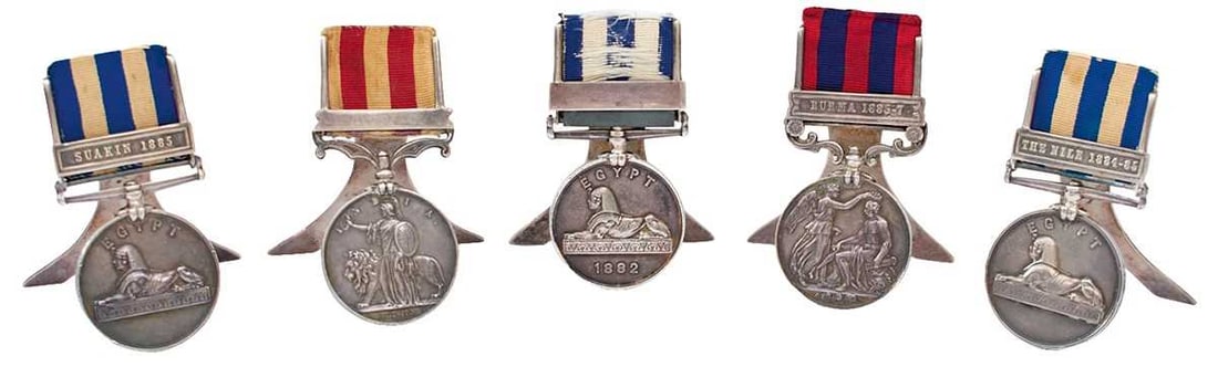 A GROUP OF FIVE SILVER MOUNTED MEDAL MENU STANDS, (1 of 7)