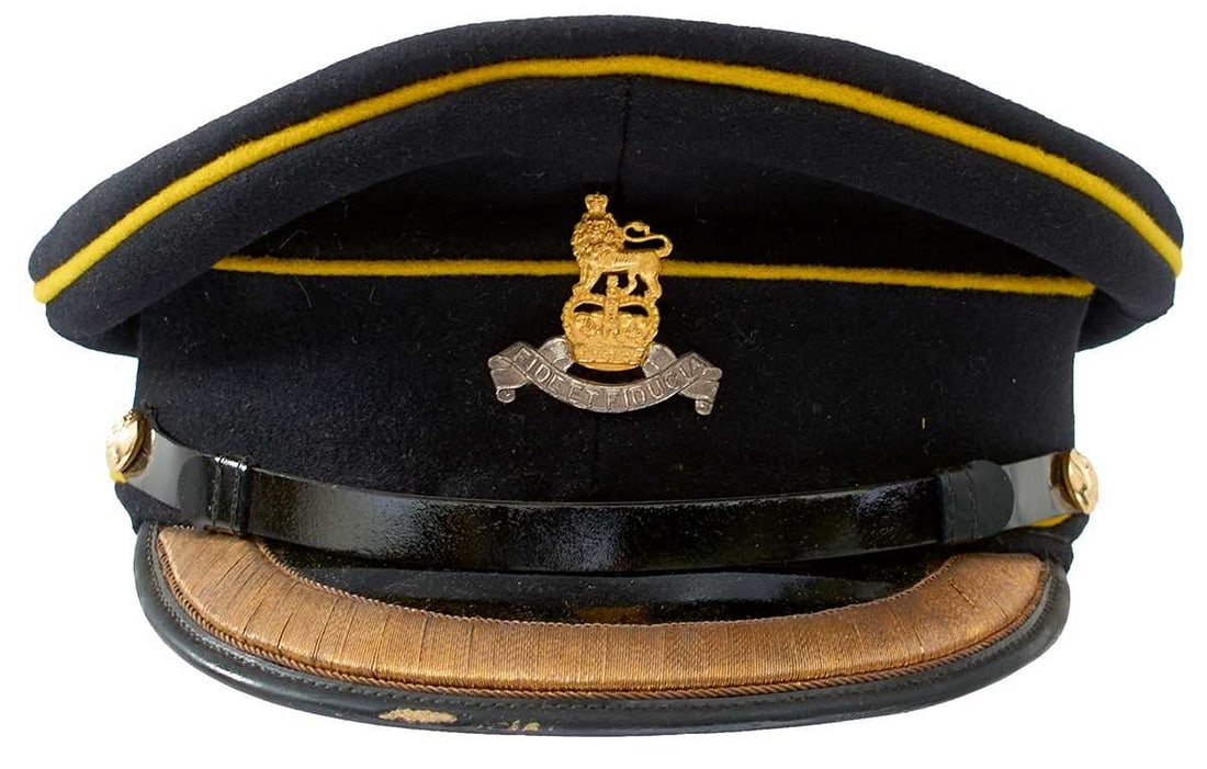 TWO EIIR ROYAL ARMY PAY CORPS OFFICER'S PEAKED CAPS, (1 of 7)