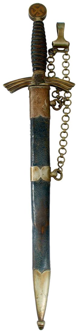 A FIRST PATTERN LUFTWAFFE OFFICER'S DAGGER,: A FIRST PATTERN LUFTWAFFE OFFICER'S DAGGER, 31cm flattened diamond section blade by Weyersberg of Solingen, stamped 234 at the forte, regulation nickel hilt with wire bound blue leather grip, in its