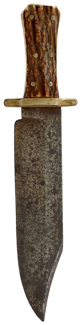 A LARGE 19TH CENTURY AMERICAN BOWIE KNIFE, (1 of 10)