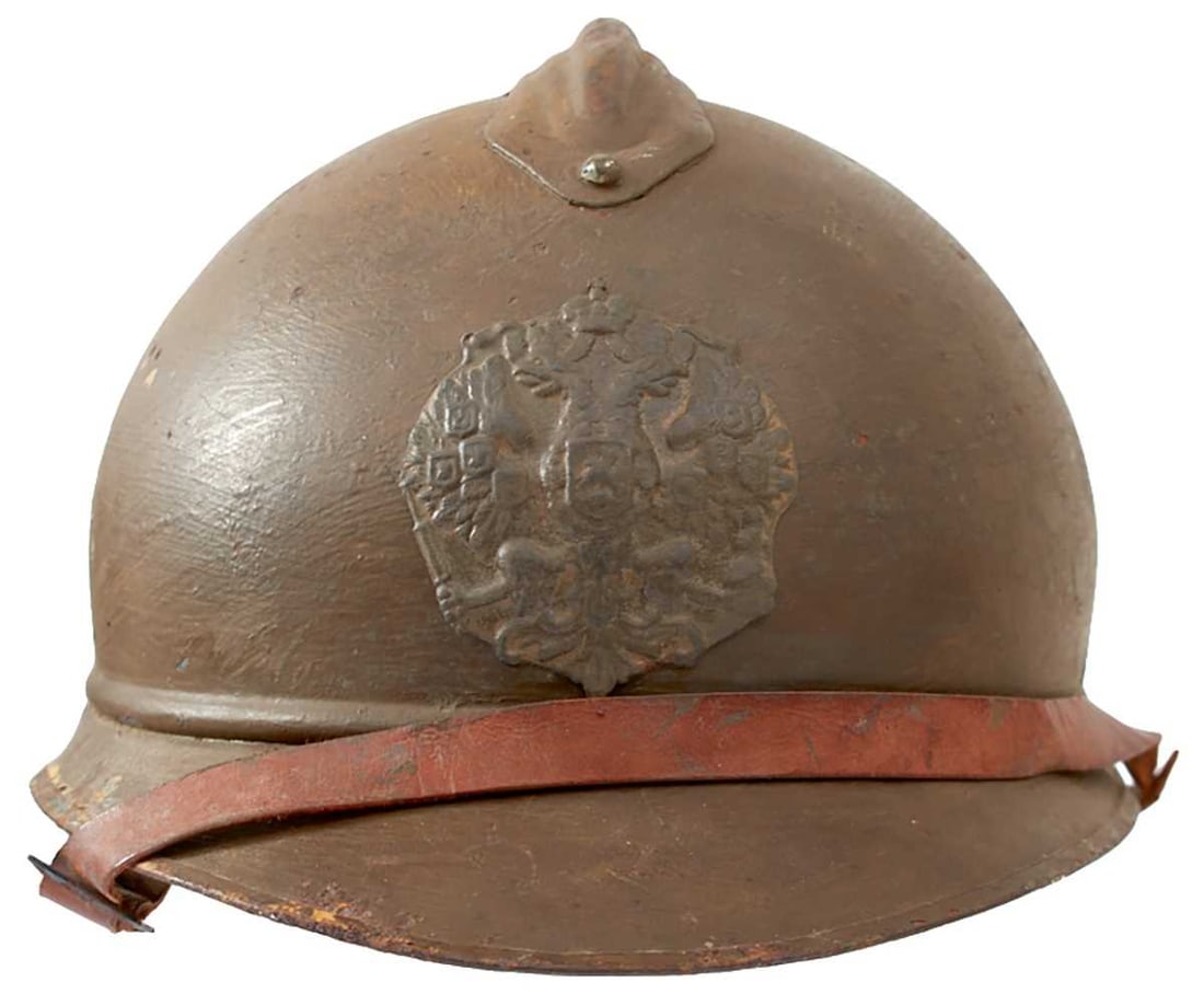 AN IMPERIAL RUSSIAN M 1915 ADRIAN STEEL HELMET, (1 of 11)