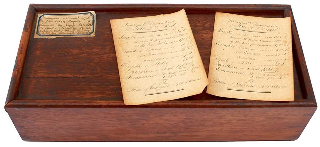 THE MID 19TH CENTURY LAUNCHING MALLET AND CHISEL FOR H.M.S. PEARL, (1 of 17)
