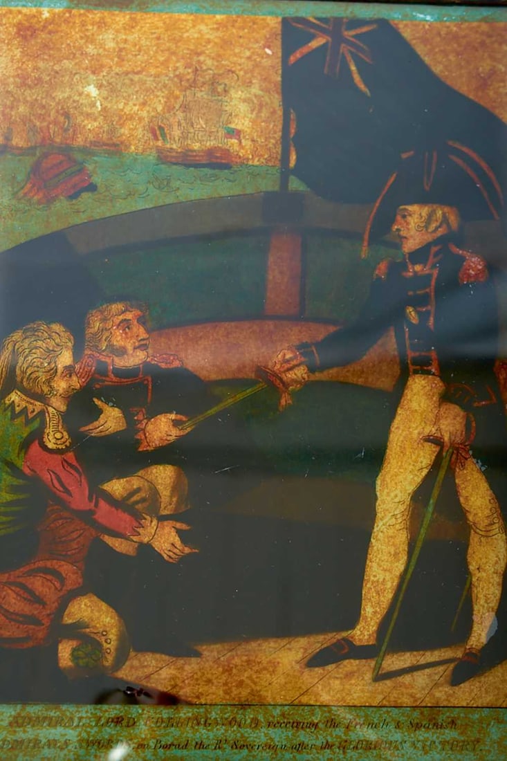 AN EARLY 19TH CENTURY REVERSE GLASS PRINT (1 of 7)