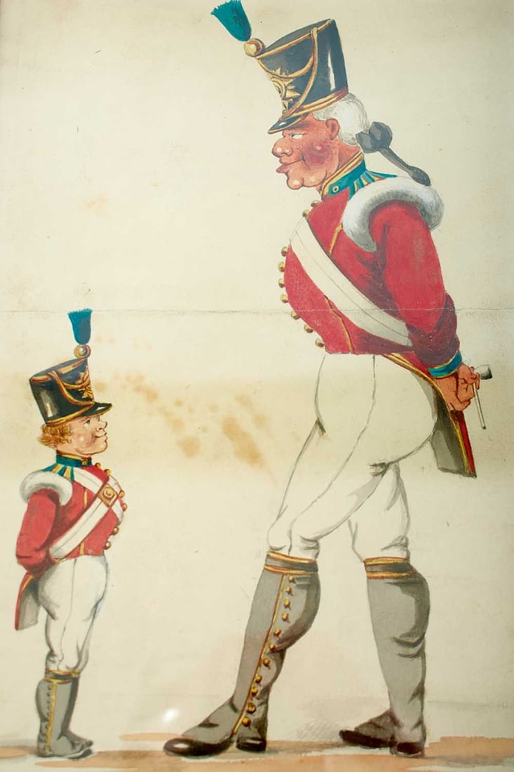 A 19TH CENTURY WATERCOLOUR ON A MILITARY THEME, (1 of 8)