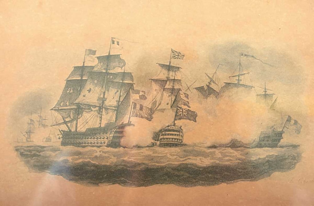 A PAIR OF NAVAL ENGAGEMENT PRINTS, (1 of 9)
