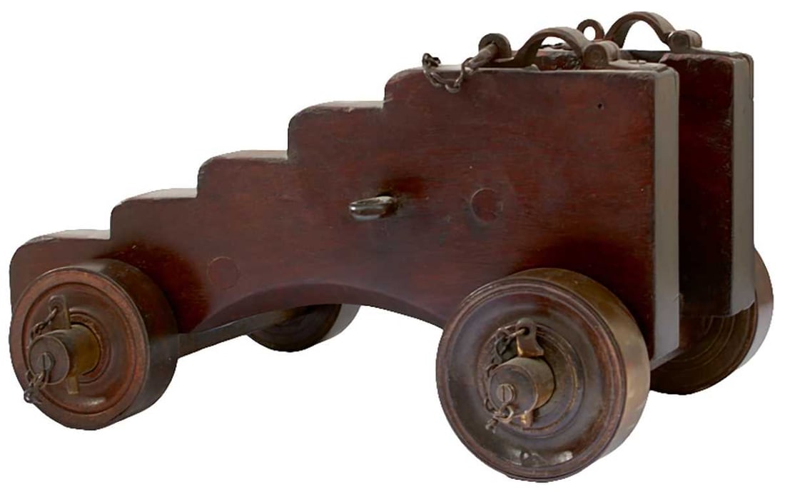 A 19TH CENTURY SIGNAL CANNON CARRIAGE, (1 of 7)