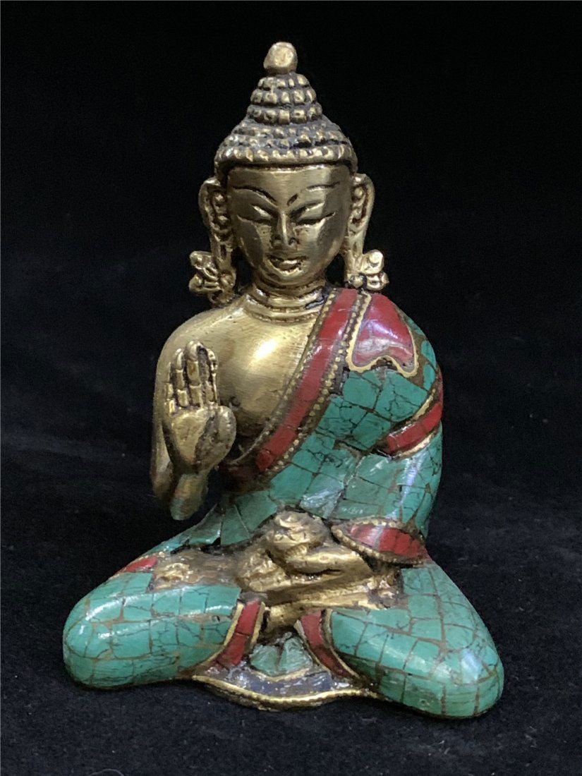 Set with turquoise Gold-Plated Buddha Statue (1 of 4)