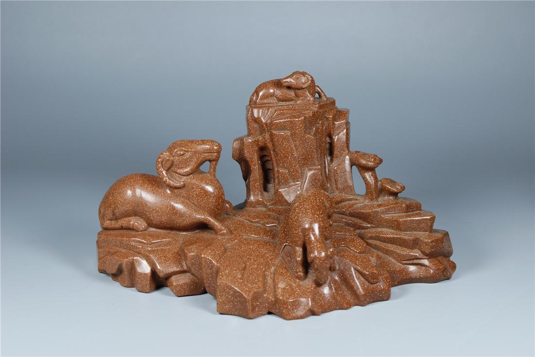 CHINESE GLASS THREE SHEEP ORNAMENT QING DYNASTY (1 of 6)