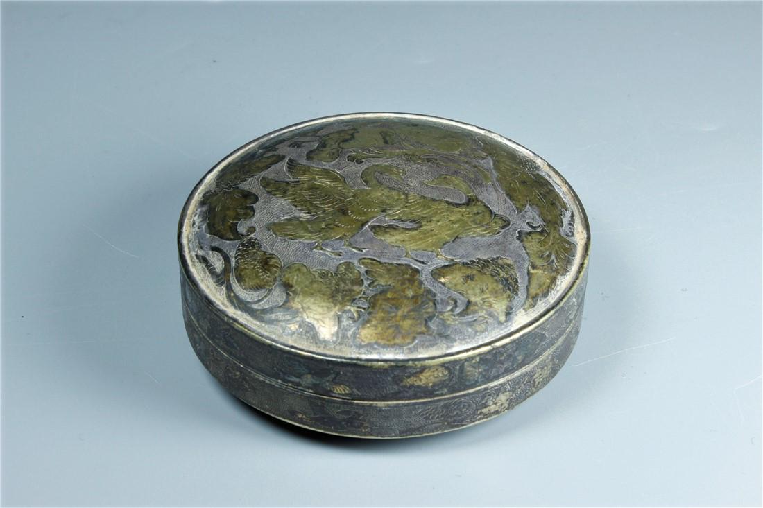 CHINESE GILT SILVER BRONZE TANG DYNASTY (1 of 5)