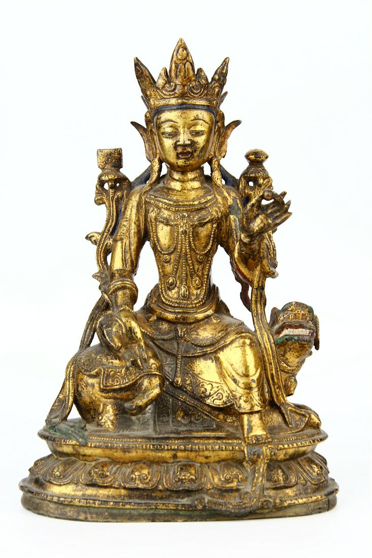 CHINESE GILT BRONZE BUDDHA MING DYNASTY: CHINESE GILT BRONZE BUDDHA MING DYNASTY