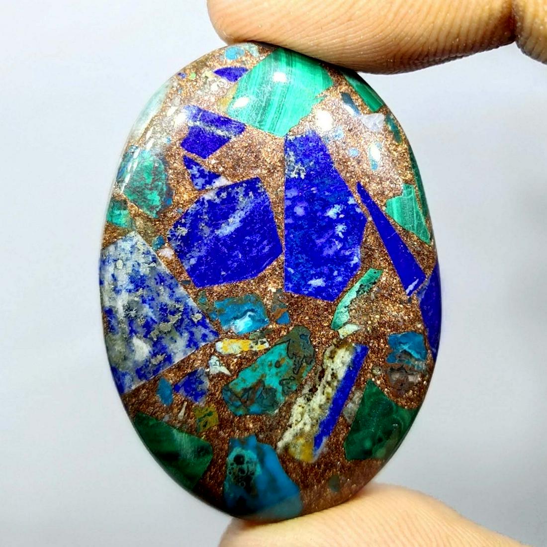 49.35 Ct Natural Copper Azurite Malachite: Natural Copper Azurite Malachite with an exact weight is 49.35 ct.AAA Quality stone