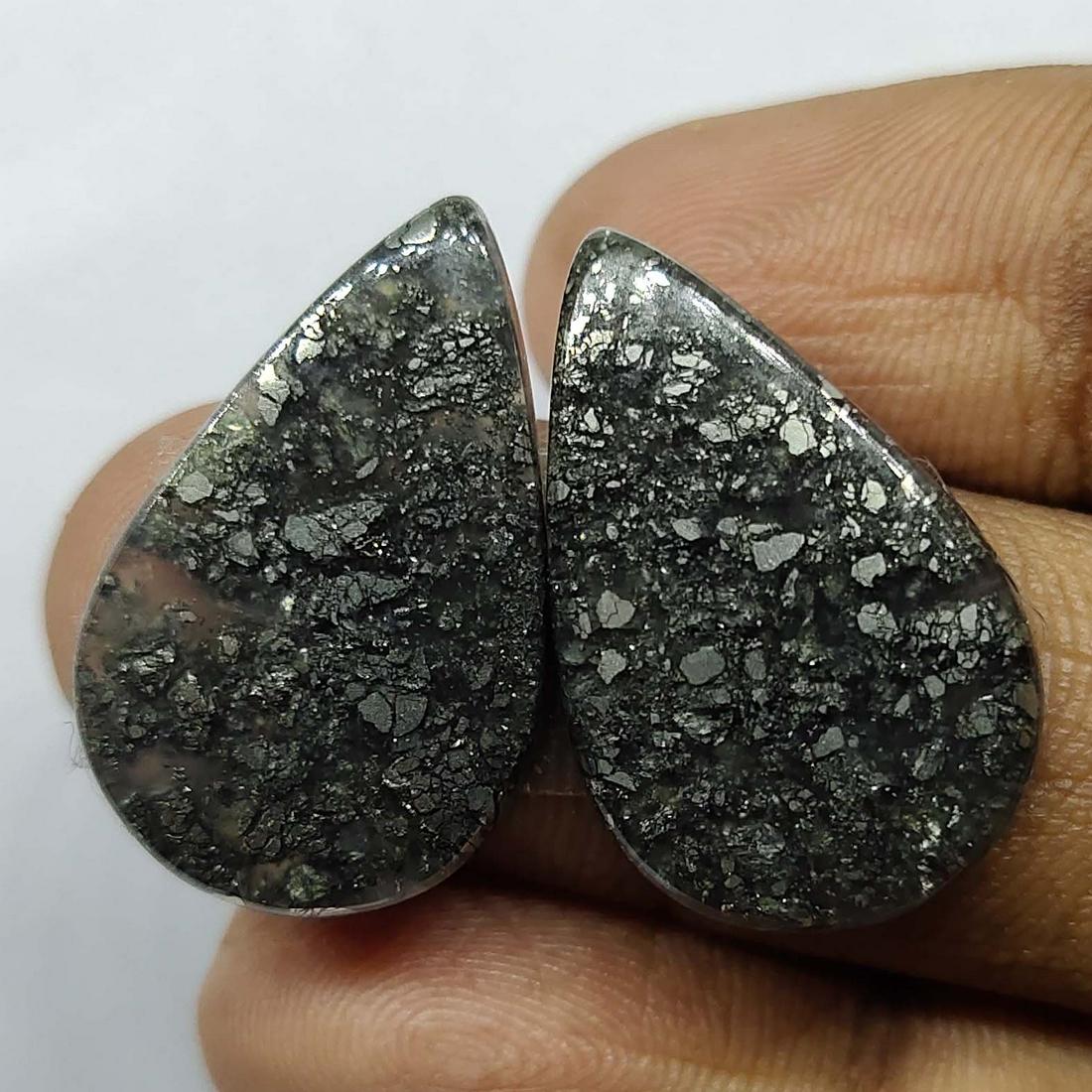 15.6/17.4 Ct Natural Marcasite Pair: Natural Marcasite Pair with an exact weight is 15.6/17.4 ct.AAA Quality stone