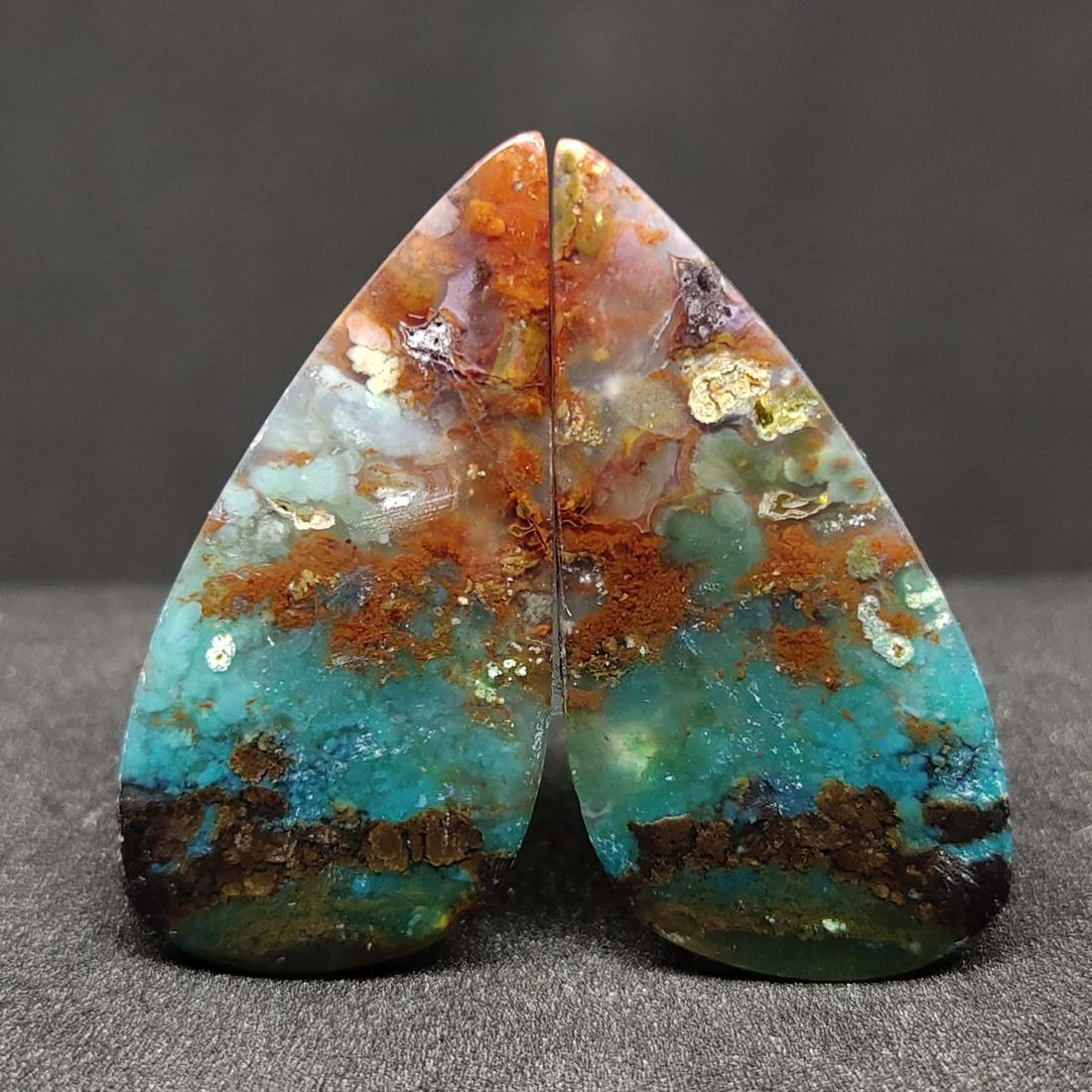 31.30 ct  Natural Blue Opalized Wood Pair (1 of 2)