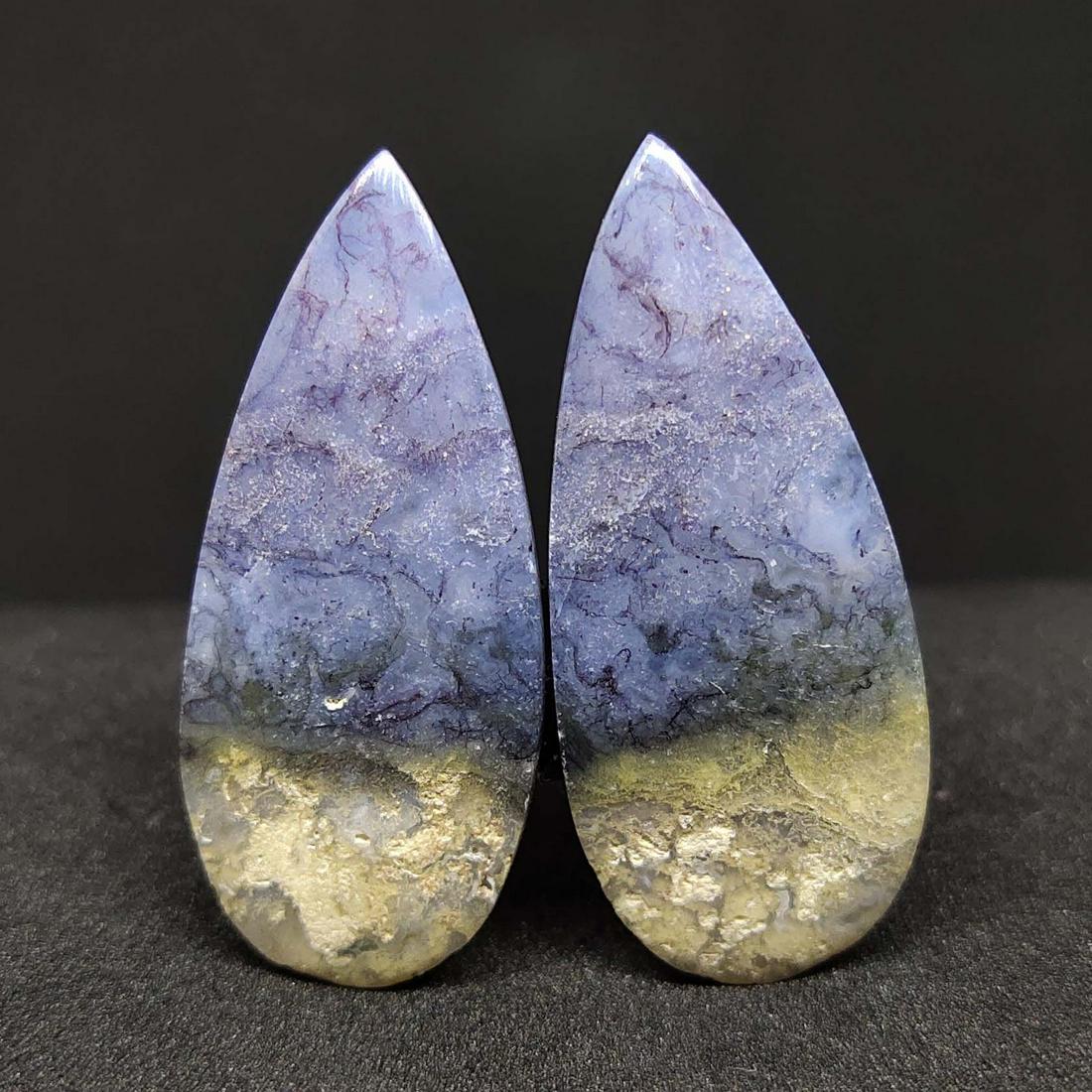 38.75 ct  Natural Blue Opalized Wood Pair (1 of 2)
