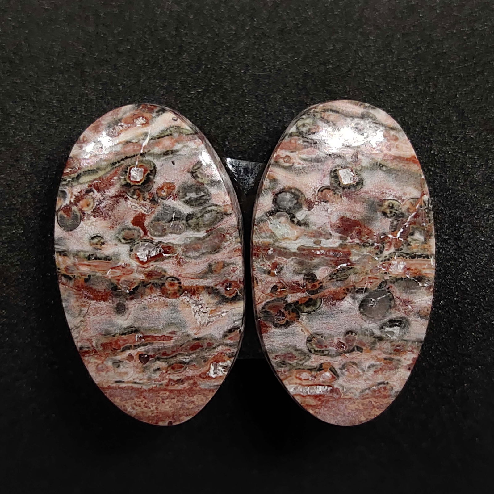 25.00 ct Natural Leopard Skin Jasper Pair (1 of 2)