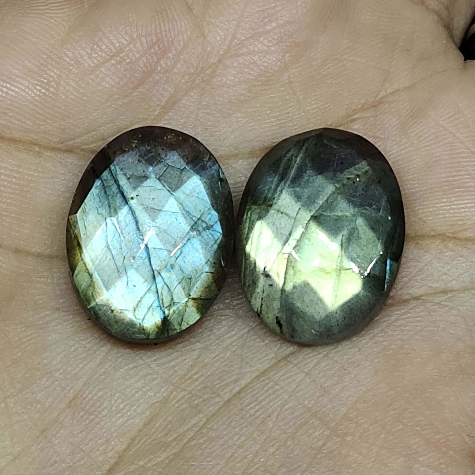 29.55 ct Natural Faceted Labradorite Pair (1 of 2)
