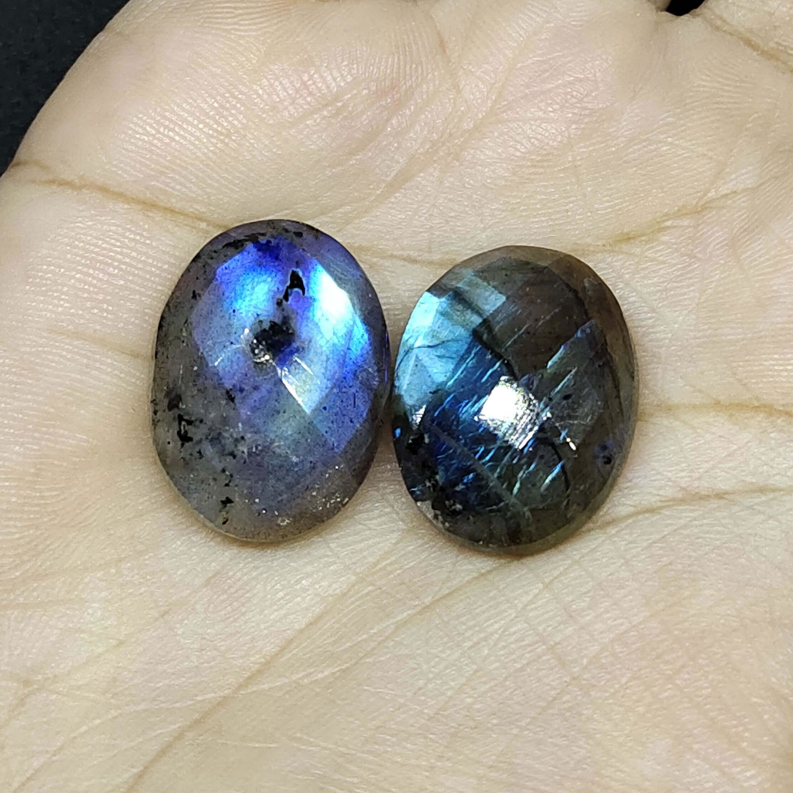 32.10 ct Natural Faceted Labradorite Pair (1 of 2)