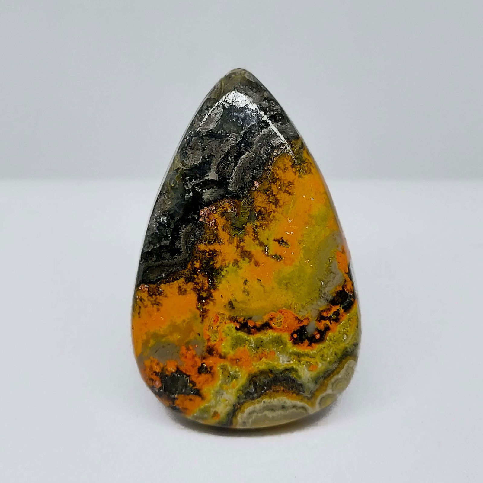 35.60 ct Natural Bumble Bee Jasper: All the stones listed are 100% natural and rarely selected from a big quantity lot also these are of very high quality. BID WITH CONFIDENCE!!! DIMENSIONS : 33X21X6 mm