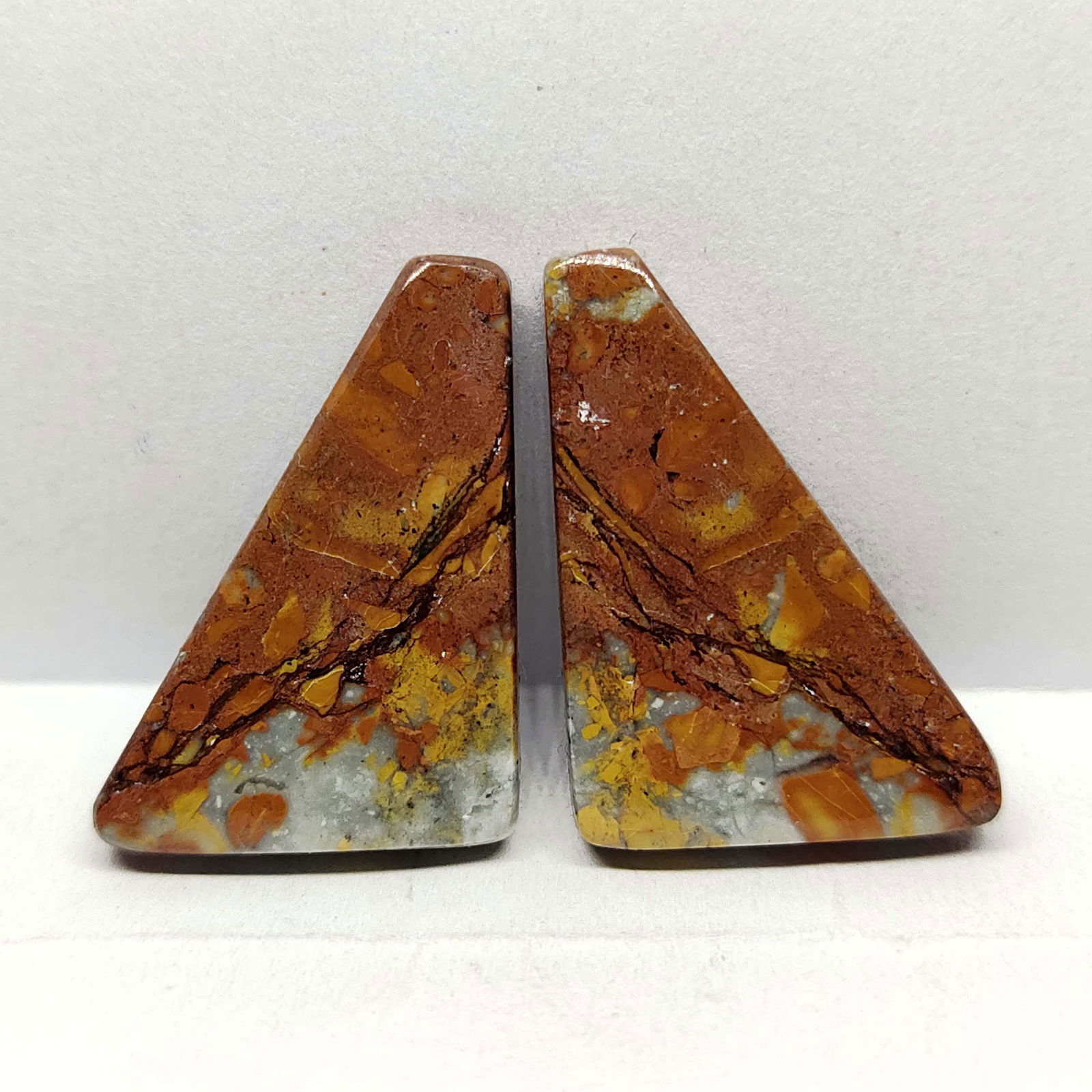 25.25 ct Natural Malingano Jasper Pair: All the stones listed are 100% natural and rarely selected from a big quantity lot also these are of very high quality. BID WITH CONFIDENCE!!! DIMENSIONS : 28X15X4 mm