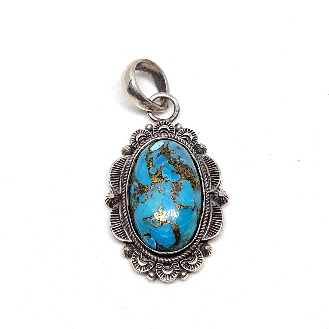 Natural Copper Turquoise 92.5 Sterling Silver Pendant (1 of 2)