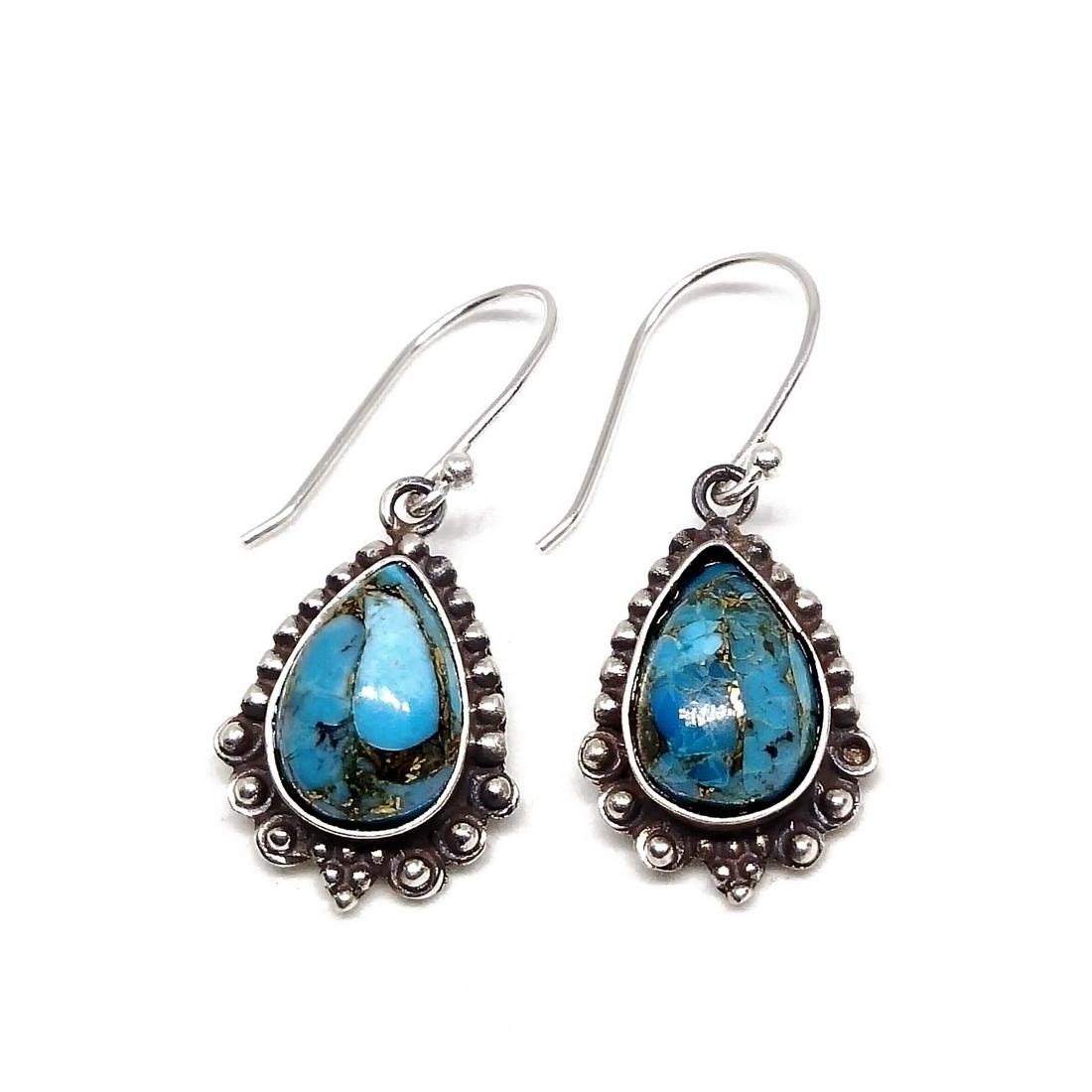 Natural Copper Turquoise 92.5 Sterling Silver Earrings (1 of 2)