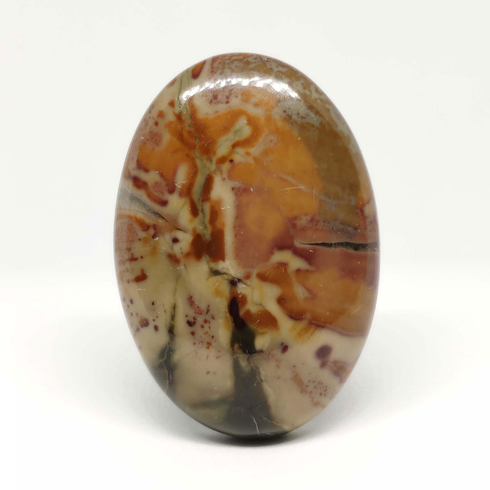 54.60 ct Natural Butterfly Jasper: All the stones listed are 100% natural and rarely selected from a big quantity lot also these are of very high quality. BID WITH CONFIDENCE!!! DIMENSIONS : 37X25X7.5 mm