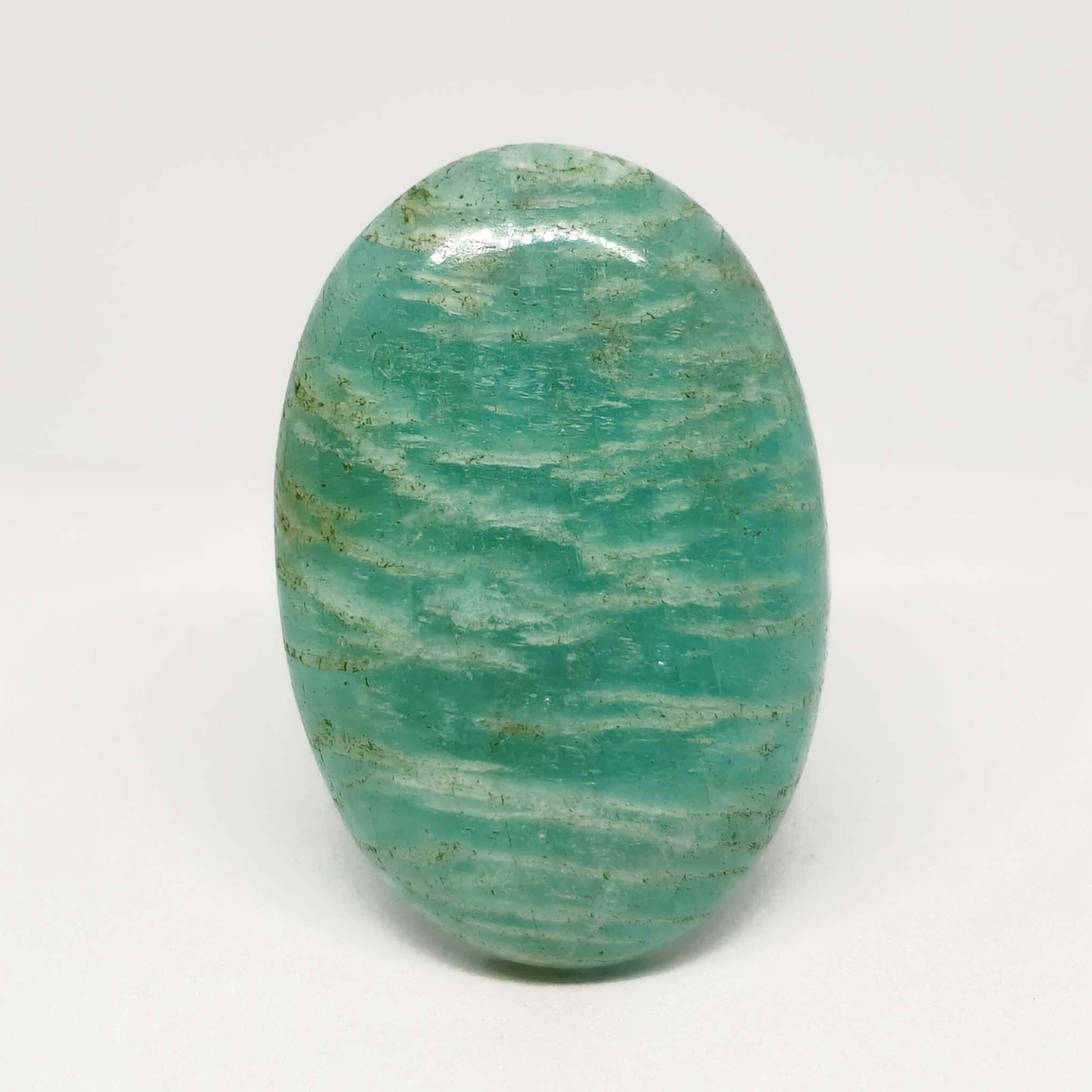 21.35 ct Natural Green Amazonite: All the stones listed are 100% natural and rarely selected from a big quantity lot also these are of very high quality. BID WITH CONFIDENCE!!! DIMENSIONS : 27X18X5 mm