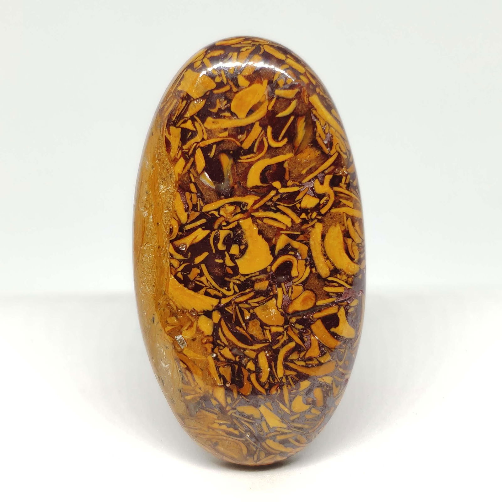 61.85 ct Natural Mariam Jasper: All the stones listed are 100% natural and rarely selected from a big quantity lot also these are of very high quality. BID WITH CONFIDENCE!!! DIMENSIONS : 44X24X6 mm