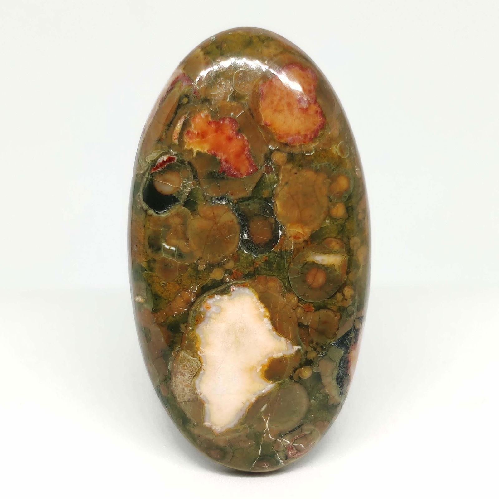 38.80 ct Natural Rain Forest Rhyolite Jasper: All the stones listed are 100% natural and rarely selected from a big quantity lot also these are of very high quality. BID WITH CONFIDENCE!!! DIMENSIONS : 39X21X6 mm