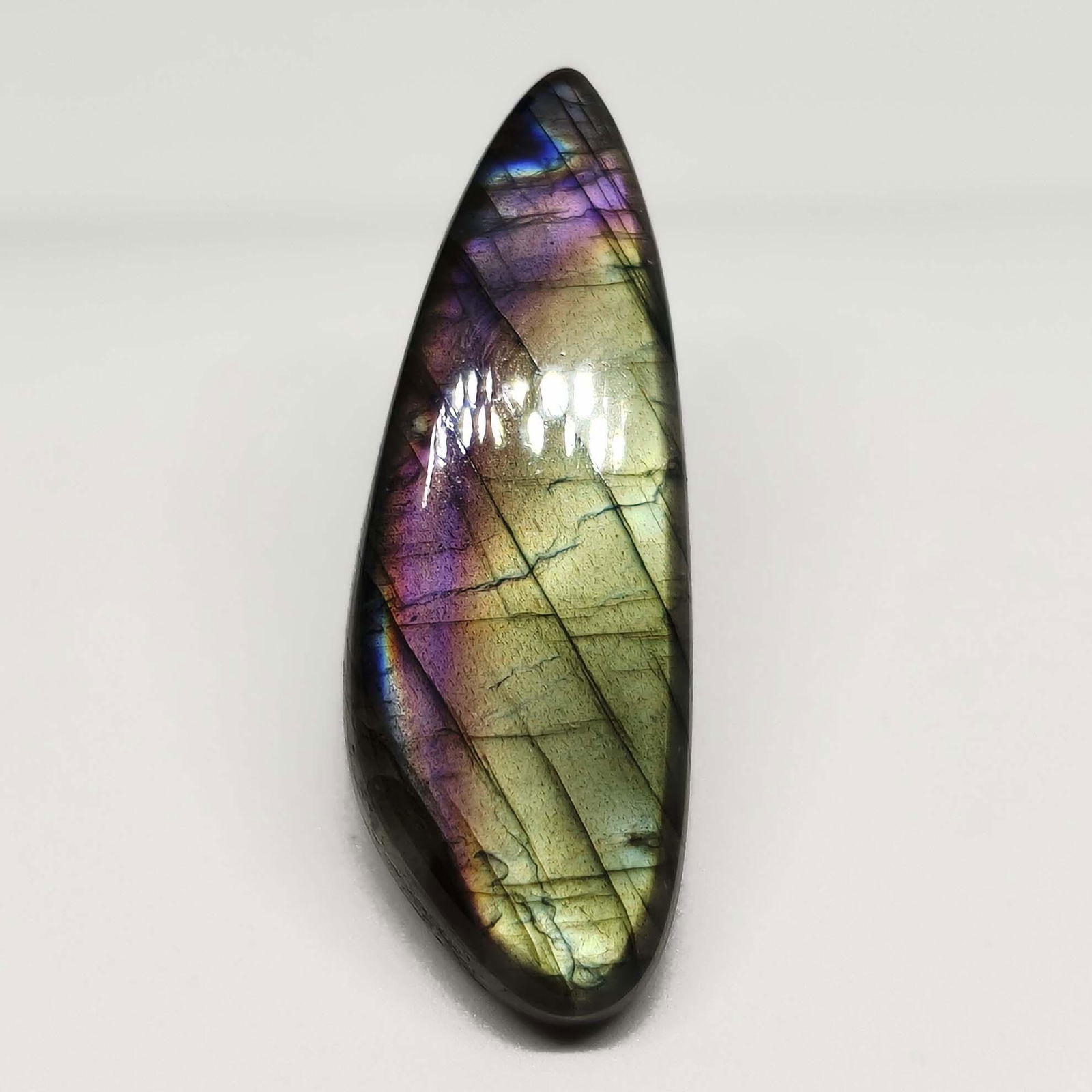 42.25 ct Natural Multi Labradorite: All the stones listed are 100% natural and rarely selected from a big quantity lot also these are of very high quality. BID WITH CONFIDENCE!!! DIMENSIONS : 40X14X7 mm