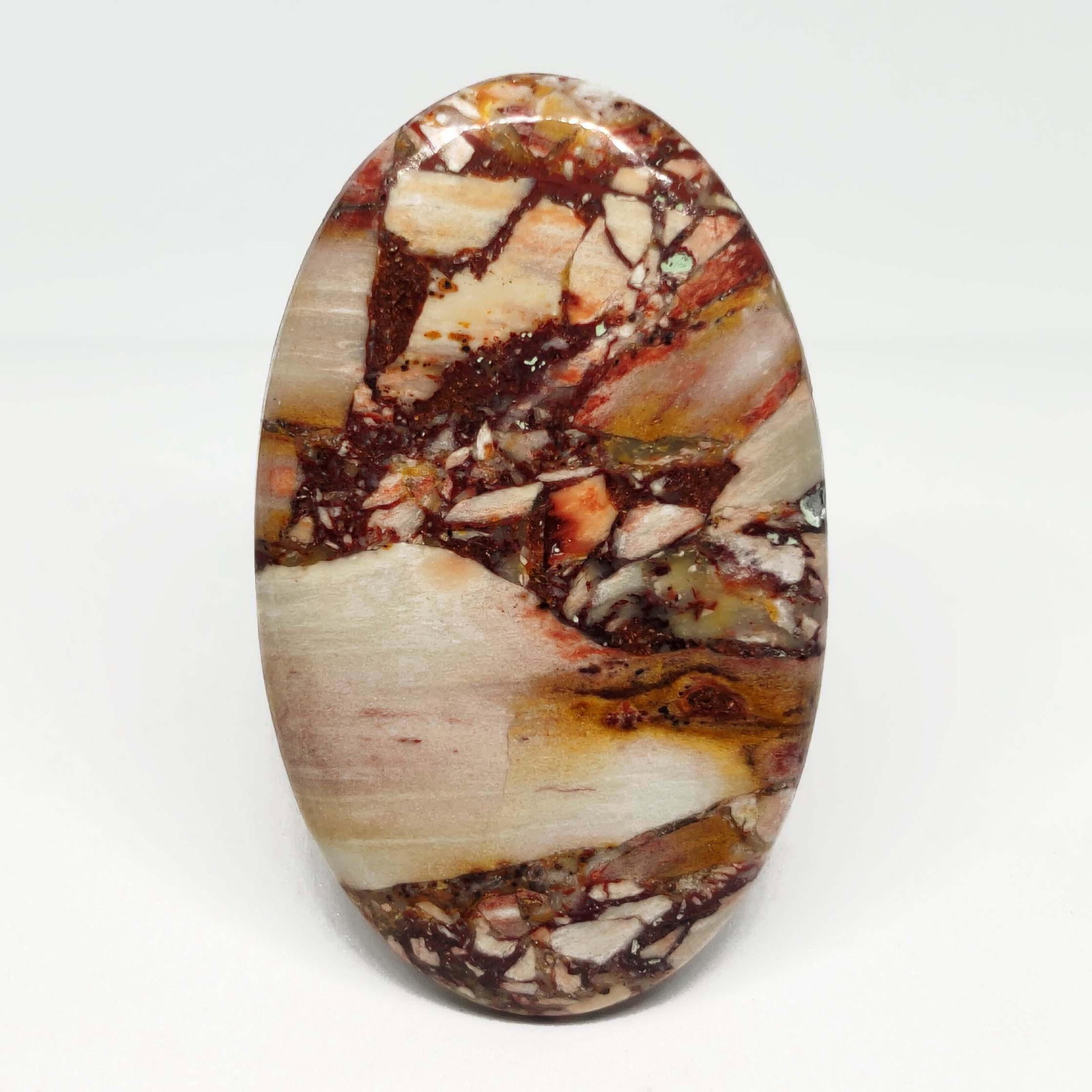 57.55 ct Natural Cherry Creek Jasper: All the stones listed are 100% natural and rarely selected from a big quantity lot also these are of very high quality. BID WITH CONFIDENCE!!! DIMENSIONS : 46X28X5 mm