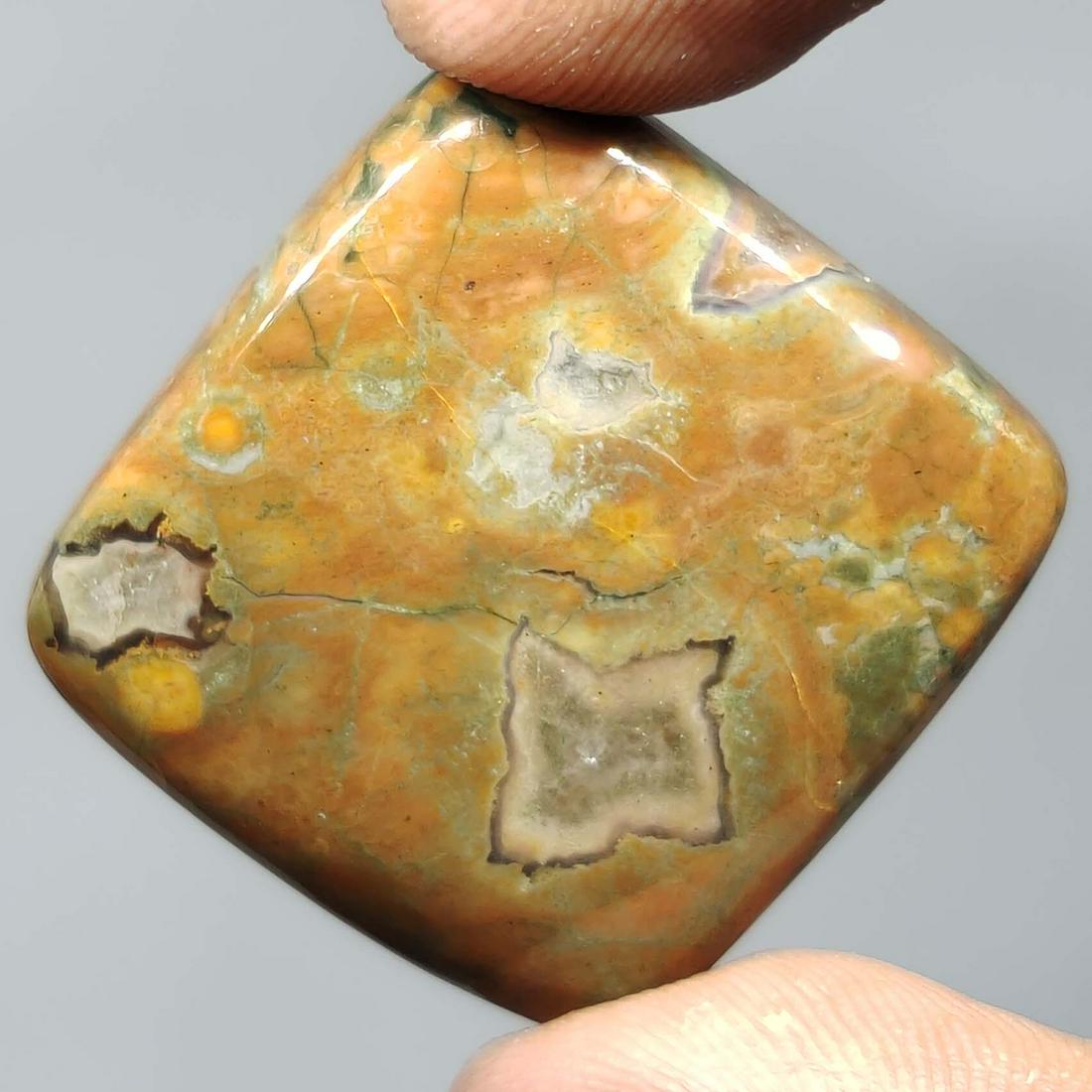 47.60 ct Natural Rain Forest Rhyolite Jasper: All the stones listed are 100% natural and rarely selected from a big quantity lot also these are of very high quality. BID WITH CONFIDENCE!!! DIMENSIONS : 28X27X6 mm