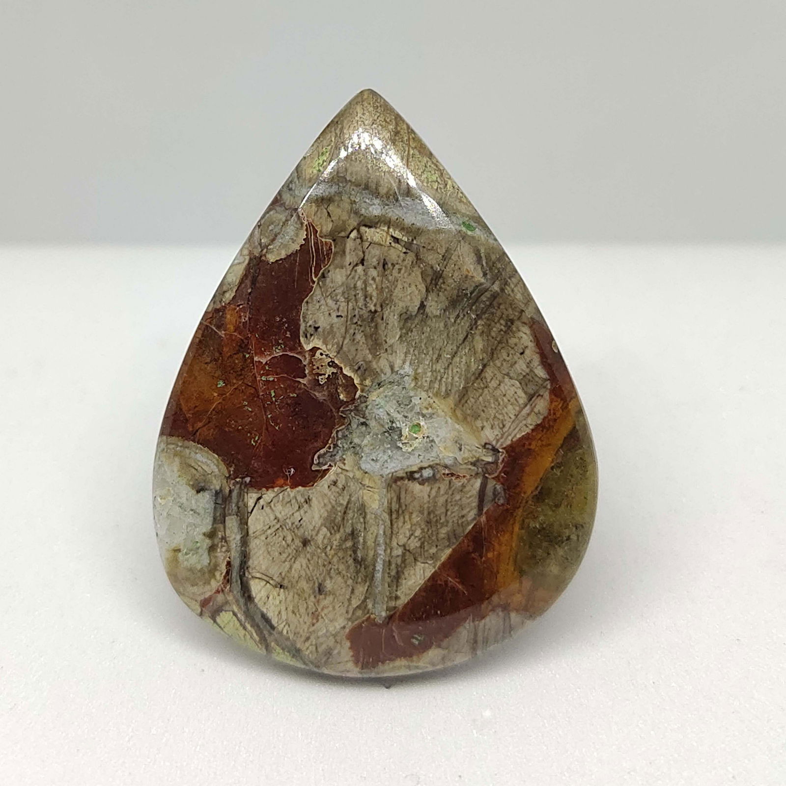 35.10 ct Natural Mushroom Jasper: All the stones listed are 100% natural and rarely selected from a big quantity lot also these are of very high quality. BID WITH CONFIDENCE!!! DIMENSIONS : 34X26X5 mm